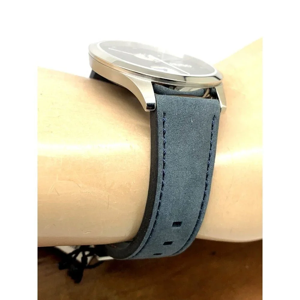 Hugo Boss Men's Watch 1530121 Quartz Blue Dial Silver Case Leather Band 41mm